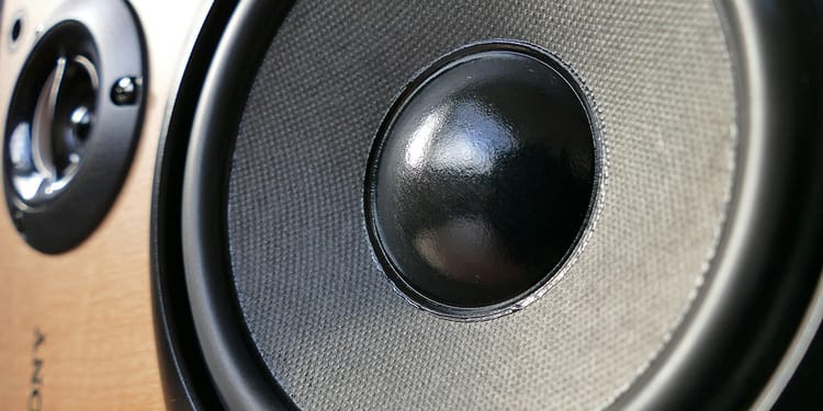 Close Up of Brown Wooden Framed Sony Speaker